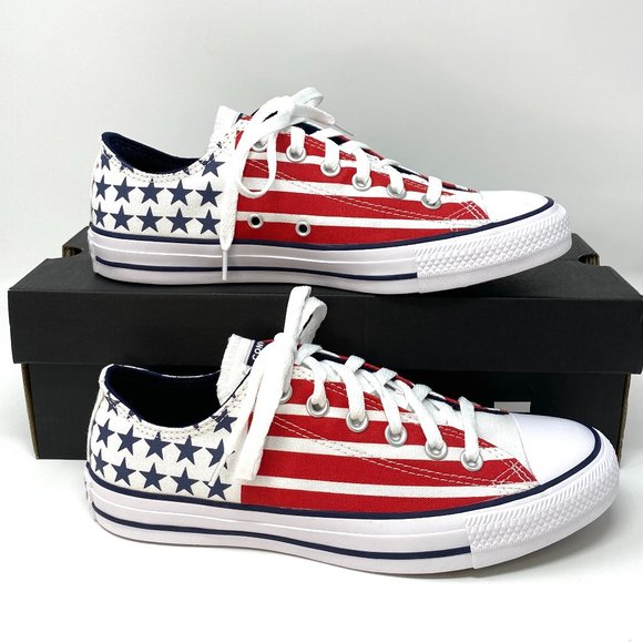 🌿Sale🌿 Converse Chuck Taylor AS Canvas Low Top Red Blue Mens Size 10.5 167838F - Picture 2 of 16